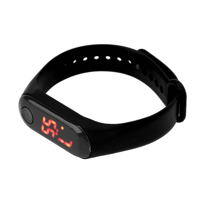 woobles Mini Children Electronic Watch Red LED Simple Student Sports Electronic Watch with Silicone Watch Band(Black) - Image 5
